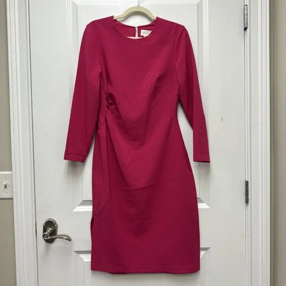New Sachin & Babi Size 6 Pink Dee Sheath Dress Long Sleeve Passionfruit NWT - Picture 3 of 10